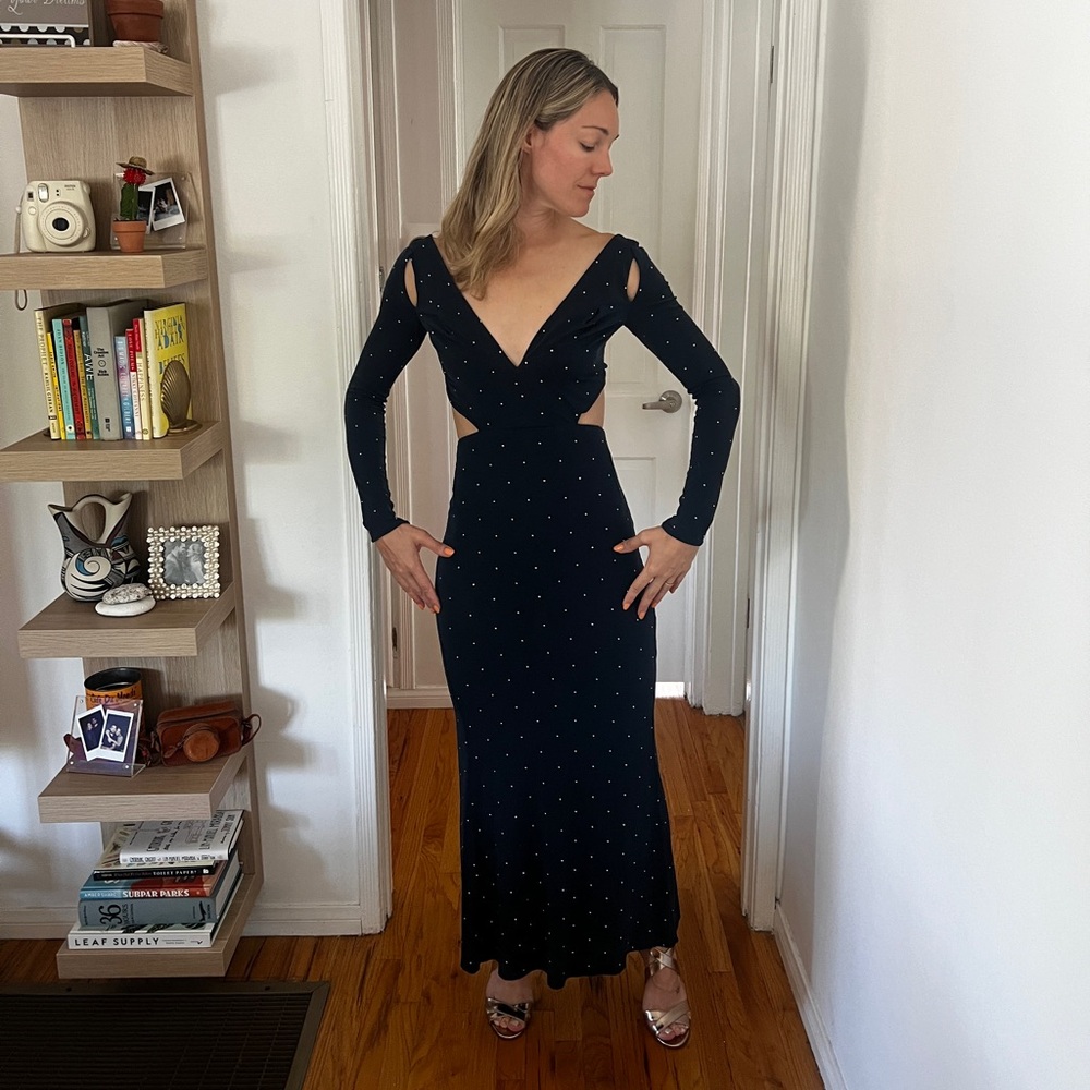 Z Spoke Zac Posen Studded Jersey Cutout Gown